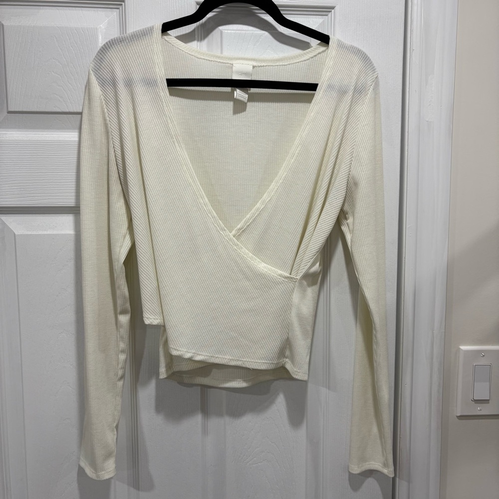 H&M White Wrap Top